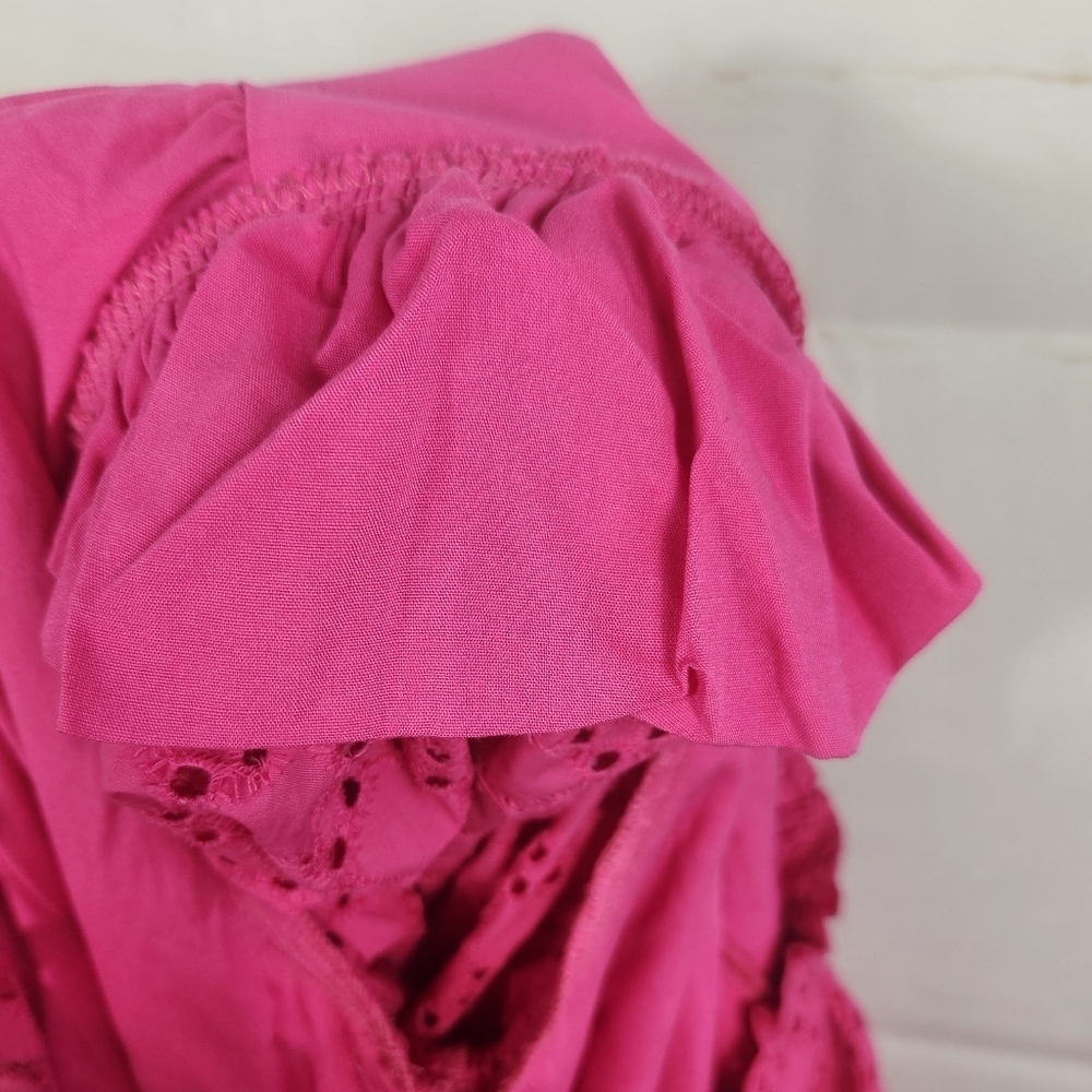 Tuckernuck Hyacinth House Pink Eyelet Midi Dress Ruffle Hem Preppy S - Picture 12 of 15